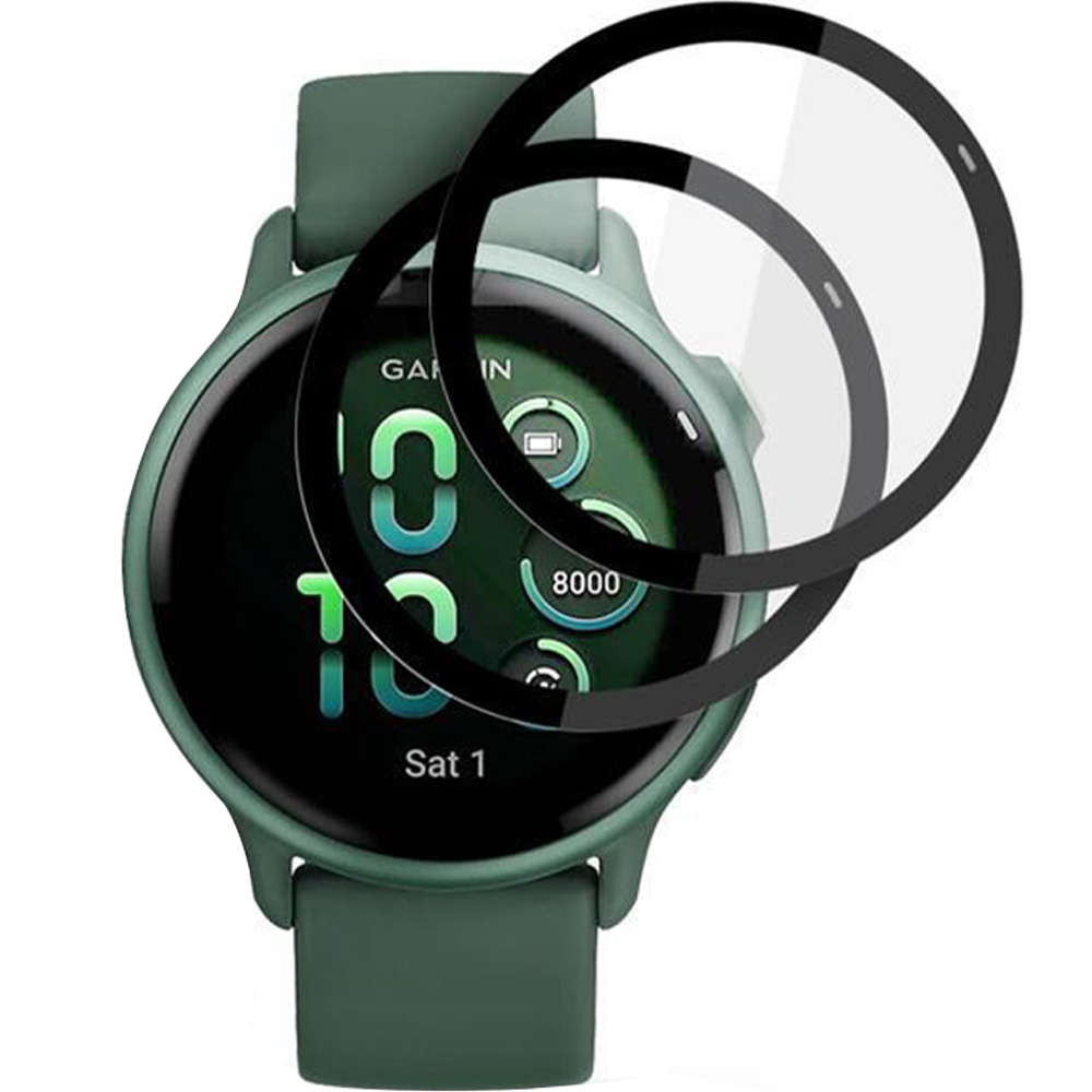 Szkło hybrydowe Tech-Protect Glass Flex+ do Garmin Vivoactive 6, 2 sztuki, przezroczyste z czarną ramką